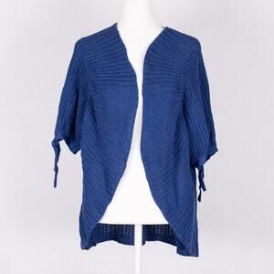 Lane Bryant Open Knit 100% Cotton Cardigan Women's 14/16 Blue Casual Beach Cozy